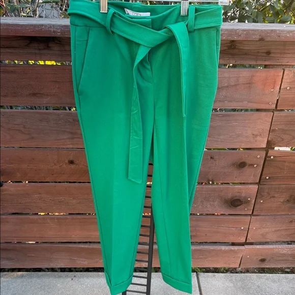 Loft Elegant Green Tie-Waist Women's Trousers - Picture 4 of 4